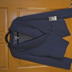 Adrianna Papell-Navy shawl style asymmetrical one button closure blazer S 16 NWT